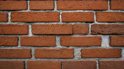 Fototapeta premium Red Brick Wall Texture: A close-up texture shot of a weathered red brick wall, showcasing the intricate details of the bricks and mortar, perfect for architectural backgrounds and design projects.