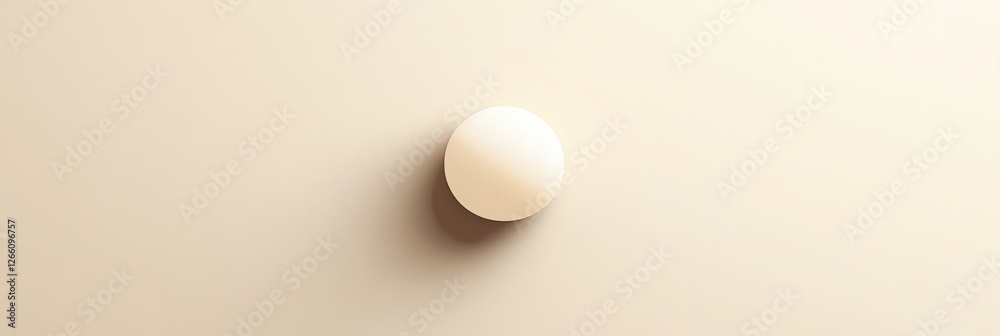 Poster Simple white ball resting on a smooth beige surface under soft lighting. Generative AI