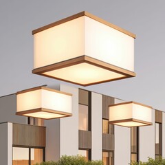 A golden lamp radiates warm light, enhancing any space with elegance. Its sleek design and soft glow create a luxurious and inviting decorative ambiance
