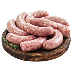 Brazilian barbecue pork sausage grilling on fire, isolated on white background - Lingui&ccedil;a Toscana com fundo isolado