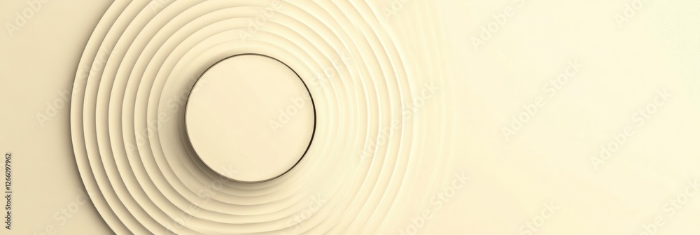 Poster Circular design with concentric patterns on a textured background in a minimalistic style. Generative AI