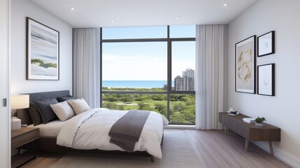 A modern and luxurious condo room with floor-to-ceiling windows, letting in natural light and fresh air.