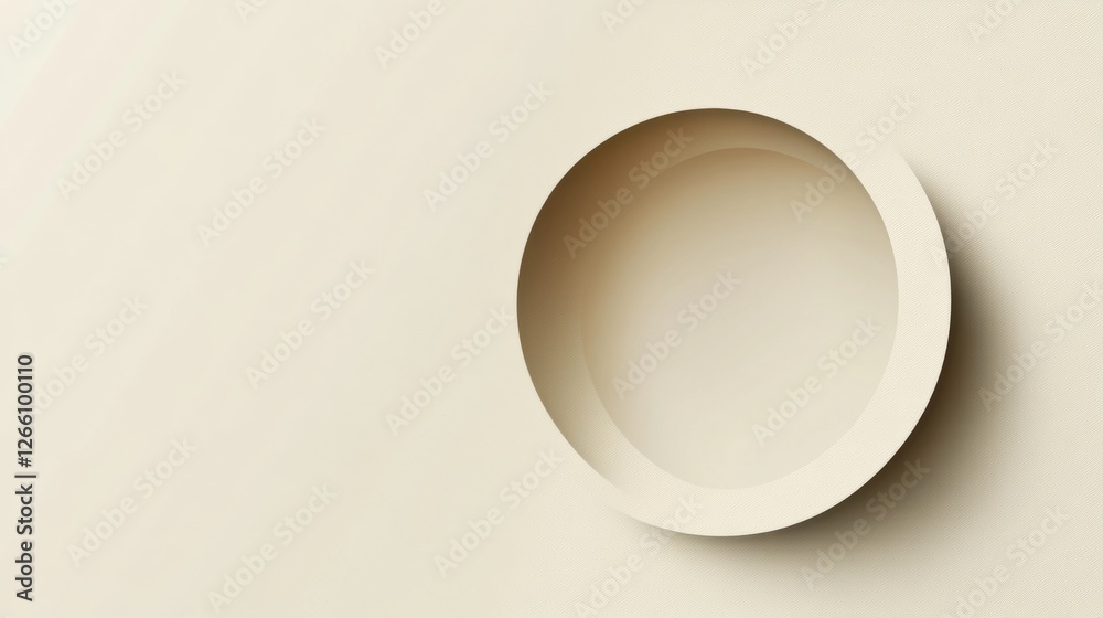Aufkleber circular design element featuring a minimalist plate set against a textured background in soft tones