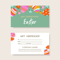 Naklejka premium Gift certificate for Easter. Easter certificate template.
