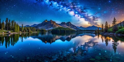 Stunning Night Panorama: Lake George & Twin Lakes, Mammoth Lakes, California