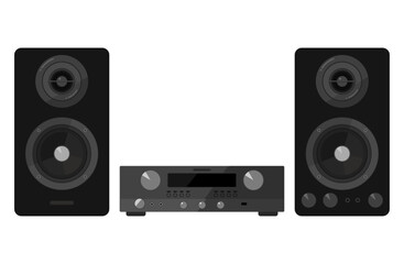 オーディオ・コンポのベクターイラスト 黒 ブラック