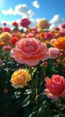 Vibrant Rose Garden in Full Bloom