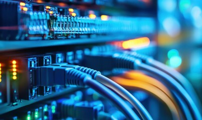 closeup of network cables, optical fiber .abstract background.