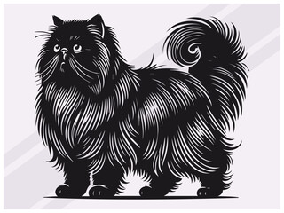 Black Persian Cat Silhouette for Pet Art Feline Logos and Graphic Designs