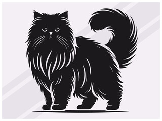 Black Persian Cat Silhouette for Pet Art Feline Logos and Graphic Designs