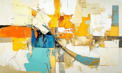 Energetic, multicolored strokes exhibit artistic texture and a bold color palette.