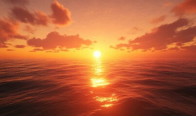 Obraz premium Fiery Sunset over the Ocean