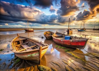 Obraz premium Sunken Boats Leigh-on-Sea Essex England - High Resolution Stock Photo
