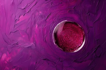 Fingerprint in resin on textured purple abstract background