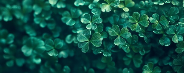 A dense collection of green clovers fills the entire image.