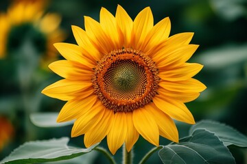 Obraz premium Vibrant sunflower blooms against a blurred green background in late summer