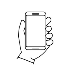 Hand holding smartphone with blank screen