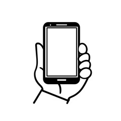 Hand holding smartphone with blank screen
