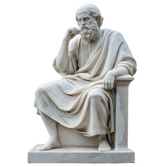 Marble Statue of Philosopher Thinking Isolated on Transparent Background PNG