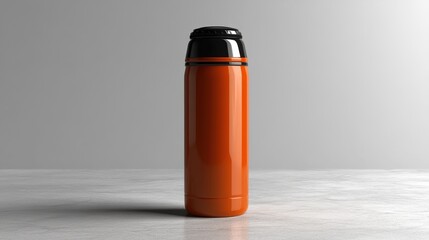 Modern thermos mockup in vibrant orange color with space for design placement