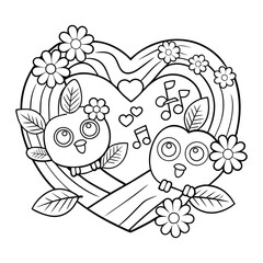 Coloring page love design vector illustration