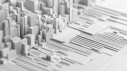 Fototapeta premium Abstract city model, geometric structures, urban design, future metropolis background