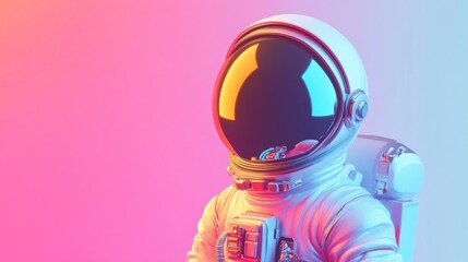 Obraz premium Astronaut portrait, vibrant background, space exploration