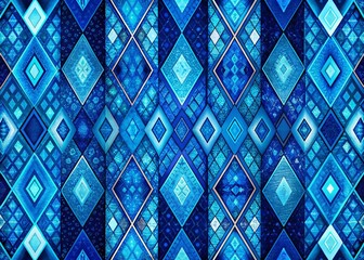 Surreal Blue Diamond Rhombus Repeat Pattern for Fabric Print Design - Vertical Stripe Textile Texture