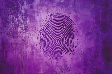 Purple fingerprint on a textured surface showing unique identity