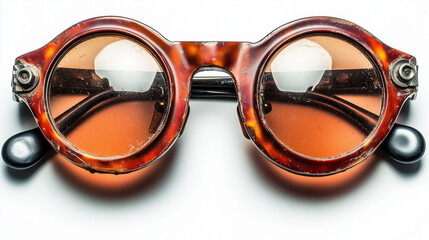 アンティーク調のレトロなべっ甲柄丸メガネ