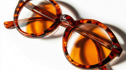 アンティーク調のレトロなべっ甲柄丸メガネ