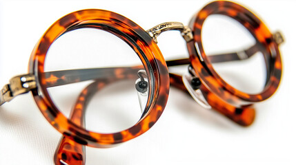アンティーク調のレトロなべっ甲柄丸メガネ