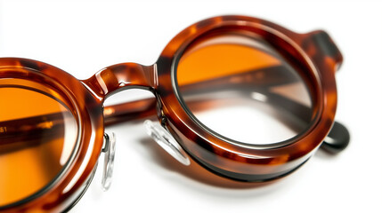 アンティーク調のレトロなべっ甲柄丸メガネ