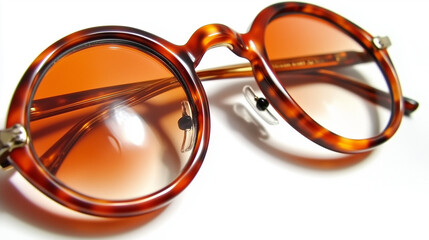 アンティーク調のレトロなべっ甲柄丸メガネ