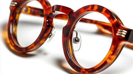 アンティーク調のレトロなべっ甲柄丸メガネ