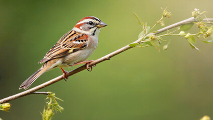 a sparrow on a twig. close-up, blurred background. empty space for text, copy space