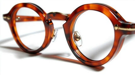 アンティーク調のレトロなべっ甲柄丸メガネ