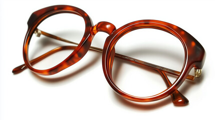 アンティーク調のレトロなべっ甲柄丸メガネ