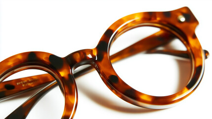 アンティーク調のレトロなべっ甲柄丸メガネ