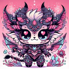 A cute little human cartoon that emphasizes cuteness and demon status. Emphasizes soft pastel colors. Emphasizes the green of the characters to emphasize cuteness.