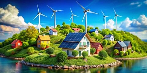 Sustainable Island Living: Eco-Friendly Miniature Houses with Solar & Wind Power