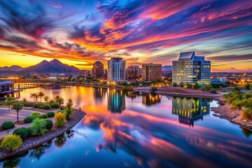 Fototapeta premium Tempe Arizona Blue Hour: Surreal Desert Landscape Photography