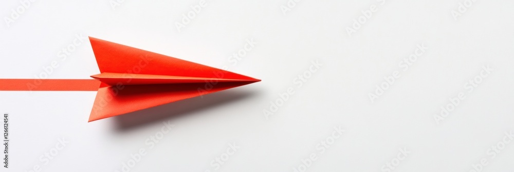 Poster red paper plane symbolizes business strategy for success and innovation on white background. generat