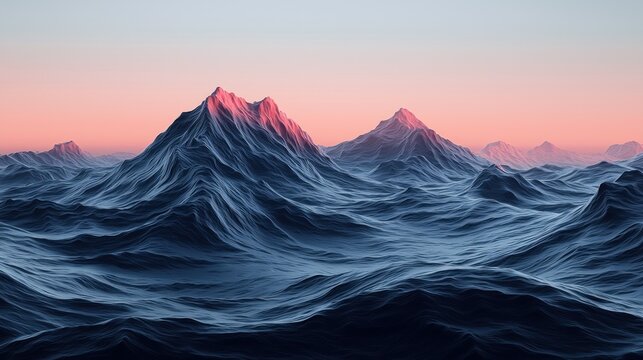 Majestic mountains rise from a stormy ocean under dawn light for travel concept - Powered by Adobe