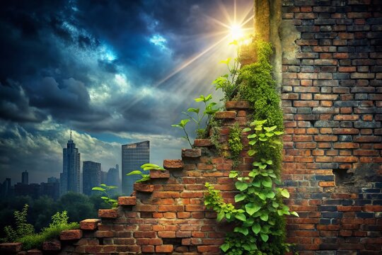 Urban Exploration: Achieving the High Goal - Motivational Dark Background Stock Photo