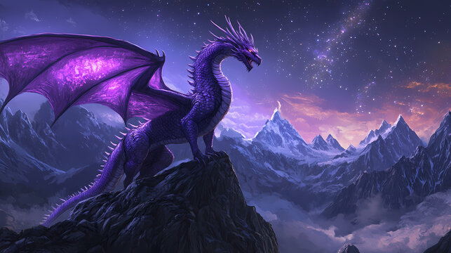 Black And Purple Dragons Wallpaper