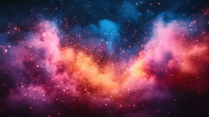 Fototapeta premium Colorful Cosmic Cloud with Glowing Particles and Swirling Colors