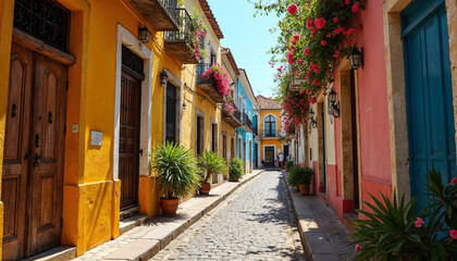 Fototapeta premium Cartagena de indias calles coloniales colombia