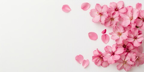 Delicate Pink Blossoms on White Background