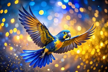 Obraz premium Vibrant Blue and Yellow Pionus Parrot Bird, Exotic Avian Wildlife Photography